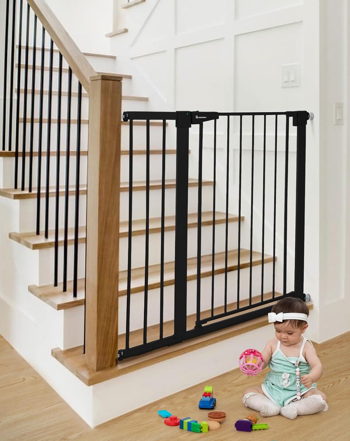 Baby stair gate installed at stairs