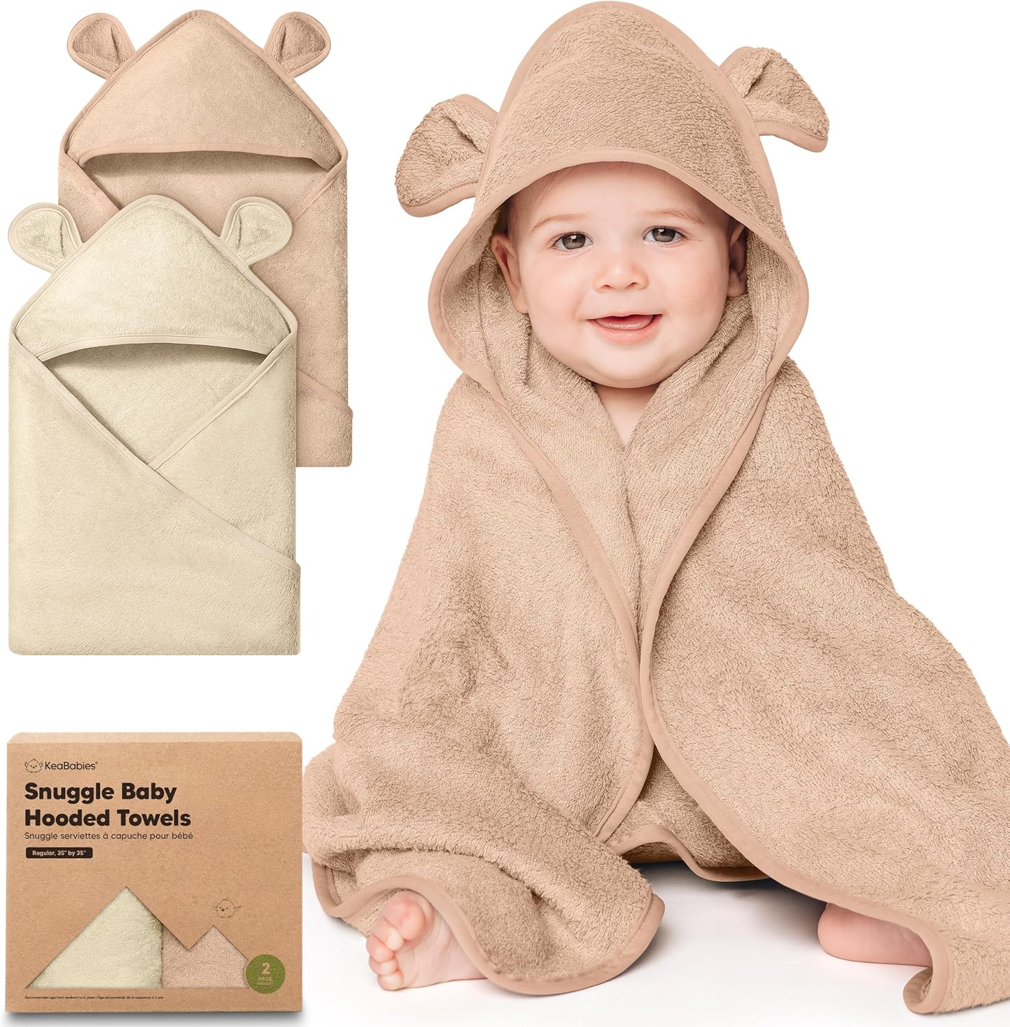 KeaBabies hooded baby towel